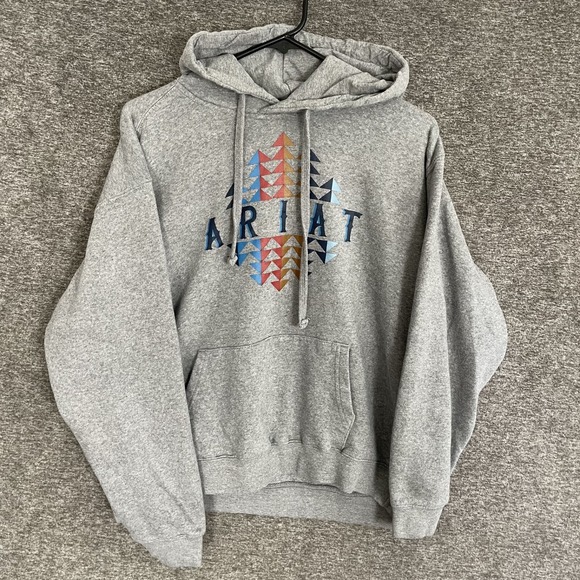 ARIAT Real Beatooth Hoodie‎ Sweatshirt Womens L Gray Geometric Western Cowgirl - Picture 1 of 8